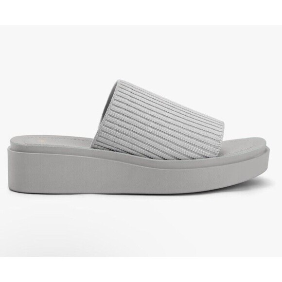 mysoft Womens Knit Platform Sandals Size 9 Gray Summer Slip On Open Toe - Picture 4 of 9